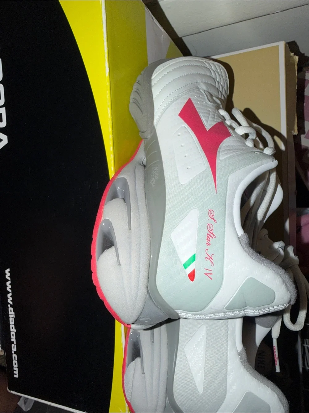 Diadora White and Red Women's Athletic Sneakers